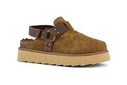 PLATFORM SABOT leather strap COGNAC